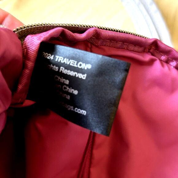 Travelon Anti-Theft Signature Slim Travel Backpack Purse Nylon Tan Brown Pink - Picture 8 of 11